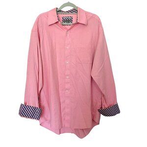 Johnston & Murphy Men's Pink Woven Cotton Tailored Fit Button Down Shirt Mens XL